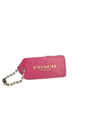 Coach Magenta Crossgrain Leather Hangtag Charm 2.25"